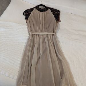 Elegant Beige Lace Dress